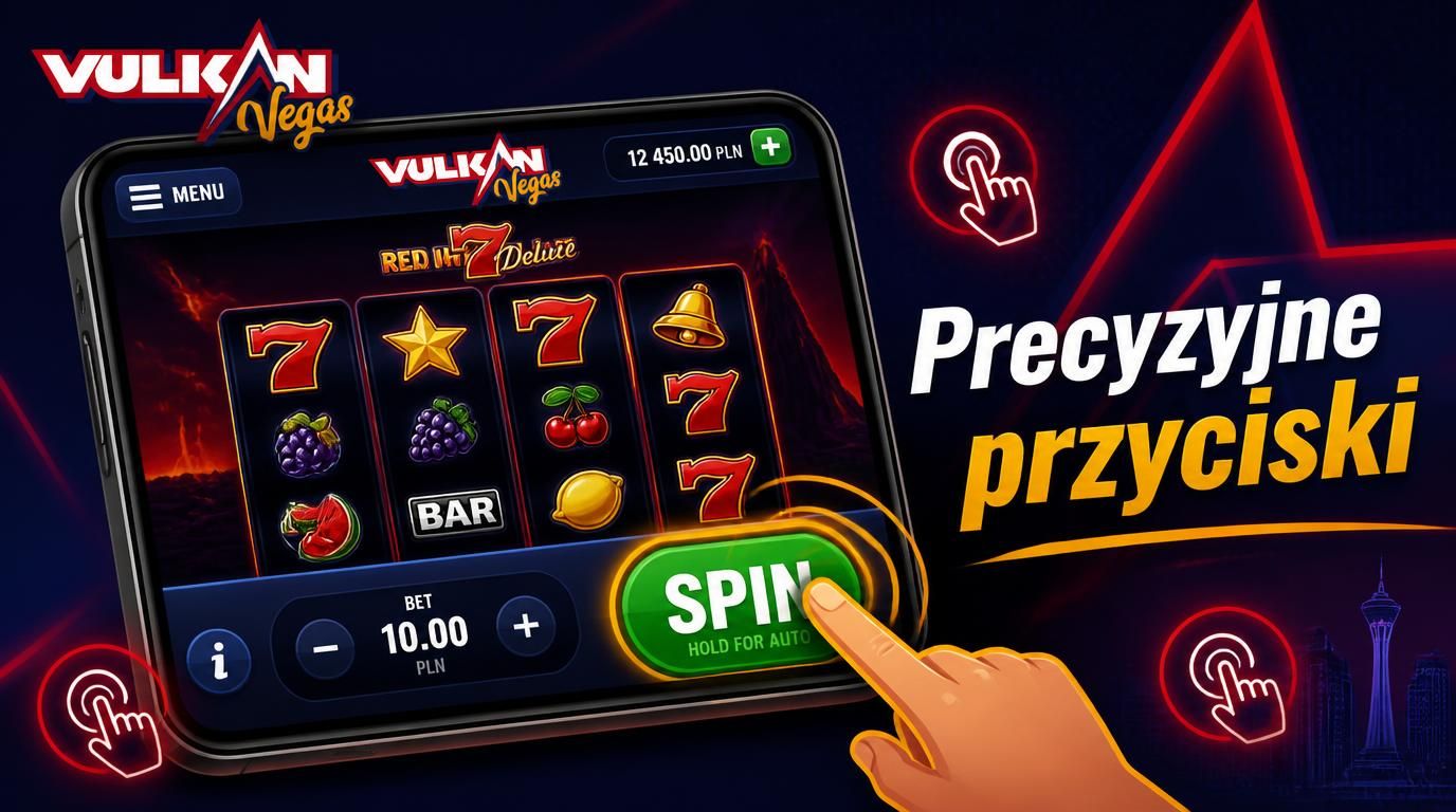 Aplikacja Vulkan Vegas z wyraźnymi, łatwymi do trafienia przyciskami